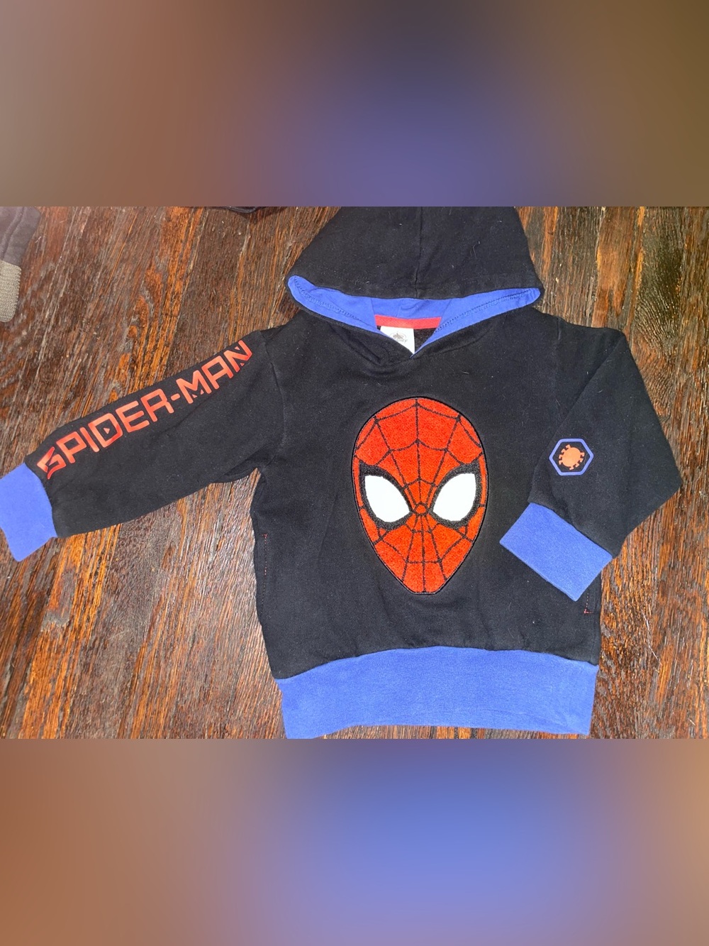 Kids Black Blue Red Spider-Man Hooded Sweatshirt Hoodie chenille appliqué patch